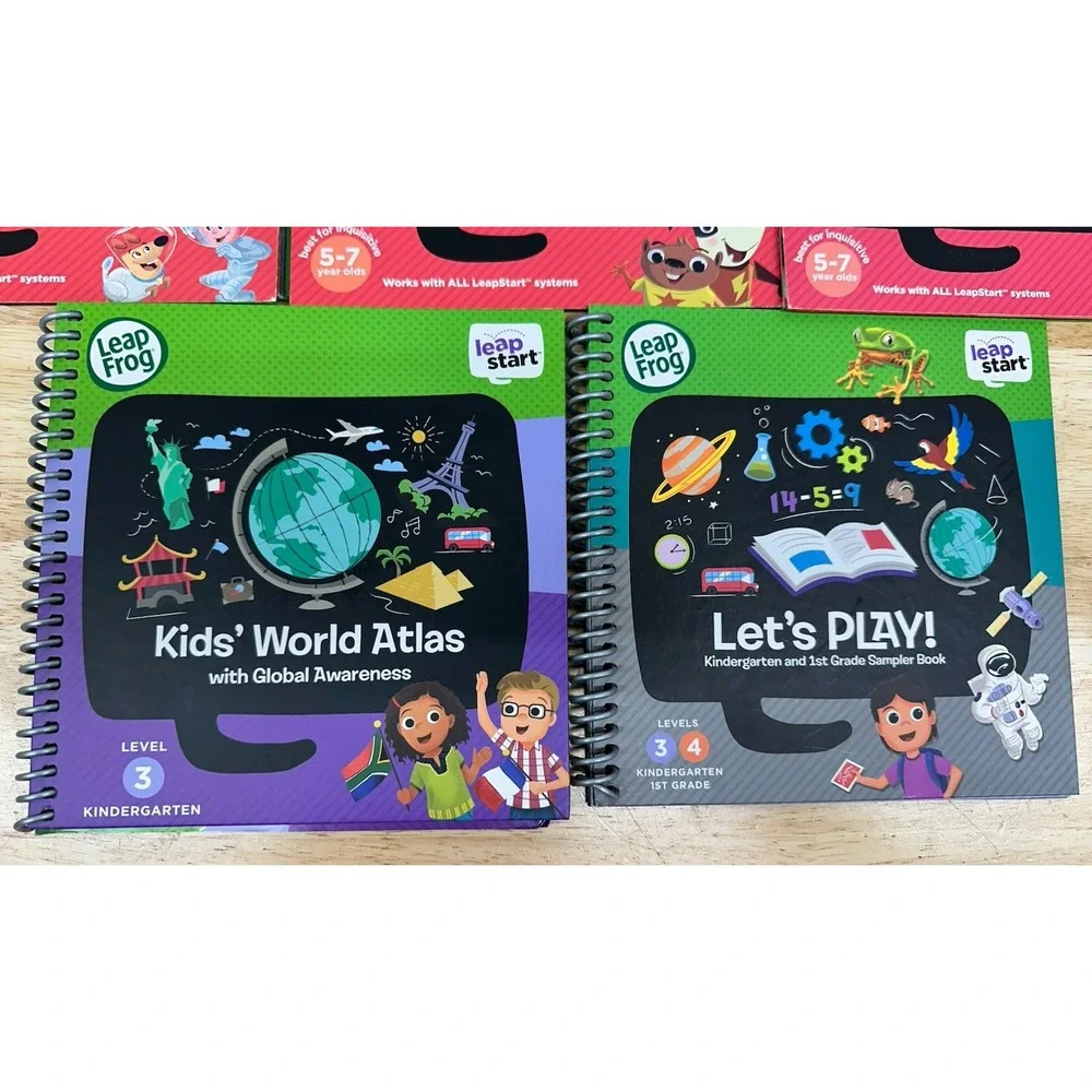 LeapFrog LeapStart Learning System & 5 Book Bundle Lot 1st Grade Math Science